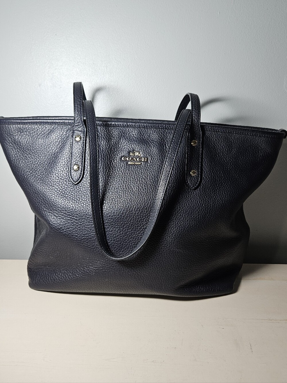 Coach City Zip Tote Bag in Black Pebbled Leather – Flawless Corners!